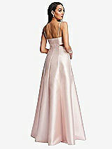 Rear View Thumbnail - French Blue Open Neckline Cutout Satin Twill A-Line Gown with Pockets