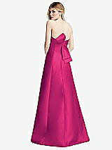Front View Thumbnail - Think Pink Strapless A-line Satin Gown with Modern Bow Detail