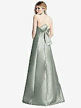 Front View Thumbnail - Willow Green Strapless A-line Satin Gown with Modern Bow Detail