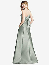 Side View Thumbnail - Willow Green Strapless A-line Satin Gown with Modern Bow Detail