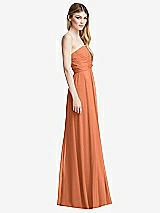 Side View Thumbnail - Sweet Melon Shirred Bodice Strapless Chiffon Maxi Dress with Optional Straps