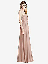 Side View Thumbnail - Toasted Sugar Shirred Bodice Strapless Chiffon Maxi Dress with Optional Straps