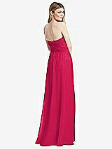 Rear View Thumbnail - Vivid Pink Shirred Bodice Strapless Chiffon Maxi Dress with Optional Straps
