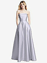 Front View Thumbnail - Silver Dove Strapless Bias Cuff Bodice Satin Gown with Pockets