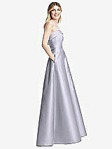 Side View Thumbnail - Silver Dove Strapless Bias Cuff Bodice Satin Gown with Pockets