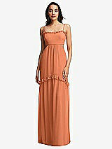 Front View Thumbnail - Sweet Melon Ruffle-Trimmed Cutout Tie-Back Maxi Dress with Tiered Skirt
