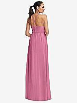 Rear View Thumbnail - Orchid Pink Plunging V-Neck Criss Cross Strap Back Maxi Dress
