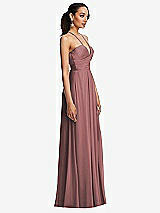 Side View Thumbnail - Rosewood Plunging V-Neck Criss Cross Strap Back Maxi Dress