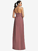 Rear View Thumbnail - Rosewood Plunging V-Neck Criss Cross Strap Back Maxi Dress