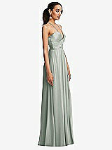 Side View Thumbnail - Willow Green Plunging V-Neck Criss Cross Strap Back Maxi Dress