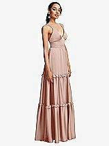 Side View Thumbnail - Toasted Sugar Low-Back Triangle Maxi Dress with Ruffle-Trimmed Tiered Skirt