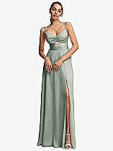 Front View Thumbnail - Willow Green Triangle Cutout Bodice Maxi Dress with Adjustable Straps
