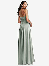 Rear View Thumbnail - Willow Green Triangle Cutout Bodice Maxi Dress with Adjustable Straps