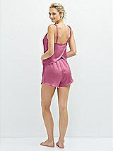 Rear View Thumbnail - Orchid Pink Whisper Satin Lounge Shorts with Pockets