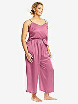 Alt View 2 Thumbnail - Orchid Pink Whisper Satin Wide-Leg Lounge Pants with Pockets