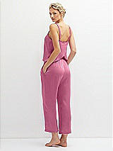 Rear View Thumbnail - Orchid Pink Whisper Satin Wide-Leg Lounge Pants with Pockets