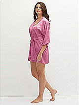 Side View Thumbnail - Orchid Pink Short Whisper Satin Robe