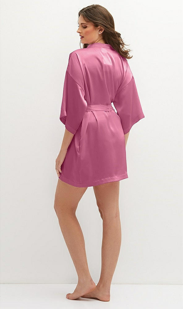 Back View - Orchid Pink Short Whisper Satin Robe