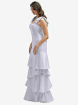 Front View Thumbnail - Silver Dove Bow-Shoulder Satin Maxi Dress with Asymmetrical Tiered Skirt