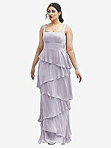 Front View Thumbnail - Moondance Asymmetrical Tiered Ruffle Chiffon Maxi Dress with Square Neckline
