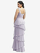 Rear View Thumbnail - Moondance Asymmetrical Tiered Ruffle Chiffon Maxi Dress with Square Neckline