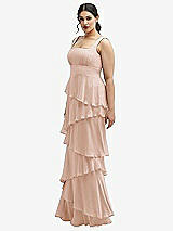 Side View Thumbnail - Cameo Asymmetrical Tiered Ruffle Chiffon Maxi Dress with Square Neckline