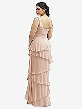 Rear View Thumbnail - Cameo Asymmetrical Tiered Ruffle Chiffon Maxi Dress with Square Neckline