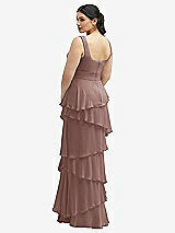 Rear View Thumbnail - Sienna Asymmetrical Tiered Ruffle Chiffon Maxi Dress with Square Neckline