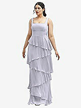 Front View Thumbnail - Silver Dove Asymmetrical Tiered Ruffle Chiffon Maxi Dress with Square Neckline