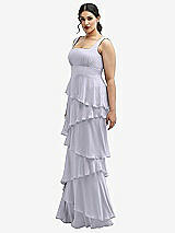 Side View Thumbnail - Silver Dove Asymmetrical Tiered Ruffle Chiffon Maxi Dress with Square Neckline