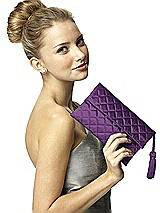 Rear View Thumbnail - African Violet Quilted Envelope Clutch with Tassel Detail