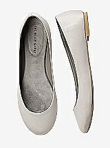 Front View Thumbnail - Oyster Simple Satin Ballet Wedding Flats
