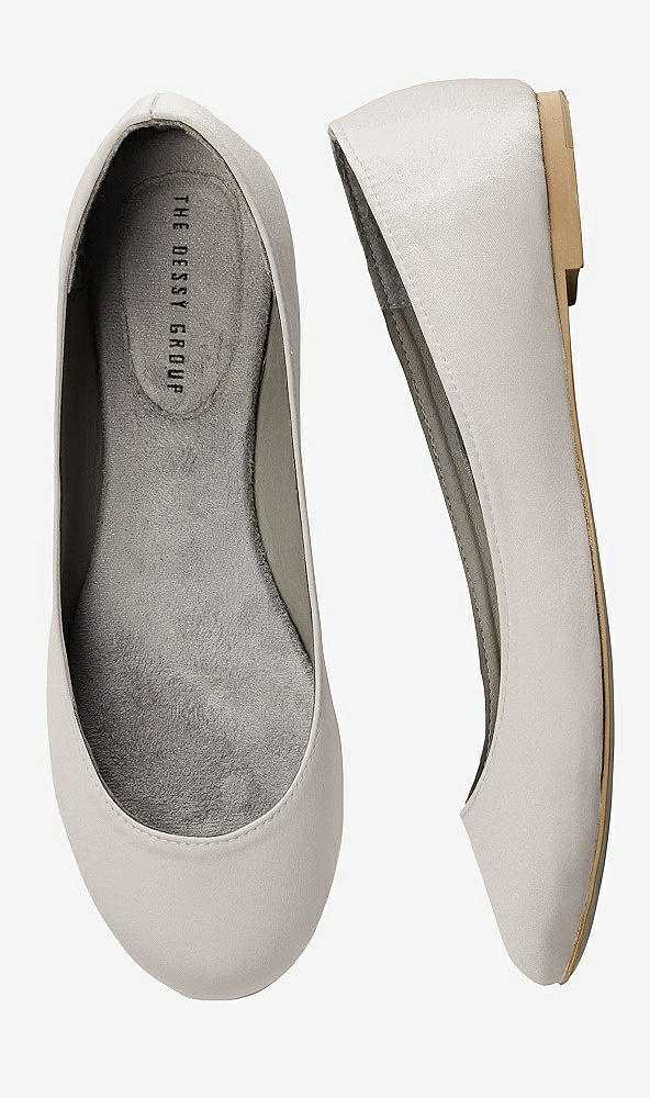 Front View - Oyster Simple Satin Ballet Wedding Flats