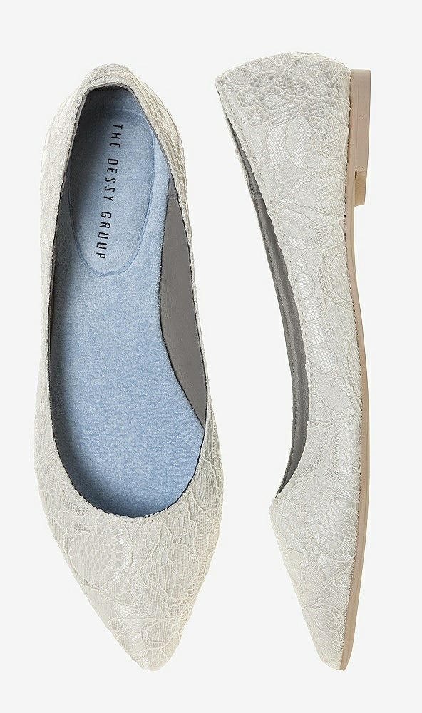 Front View - Ivory Lace Bridal Ballet Wedding Flats