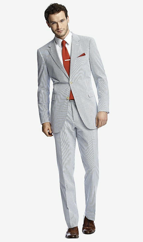 Front View - Classic Blue Seersucker Seersucker Suit Jacket by After Six