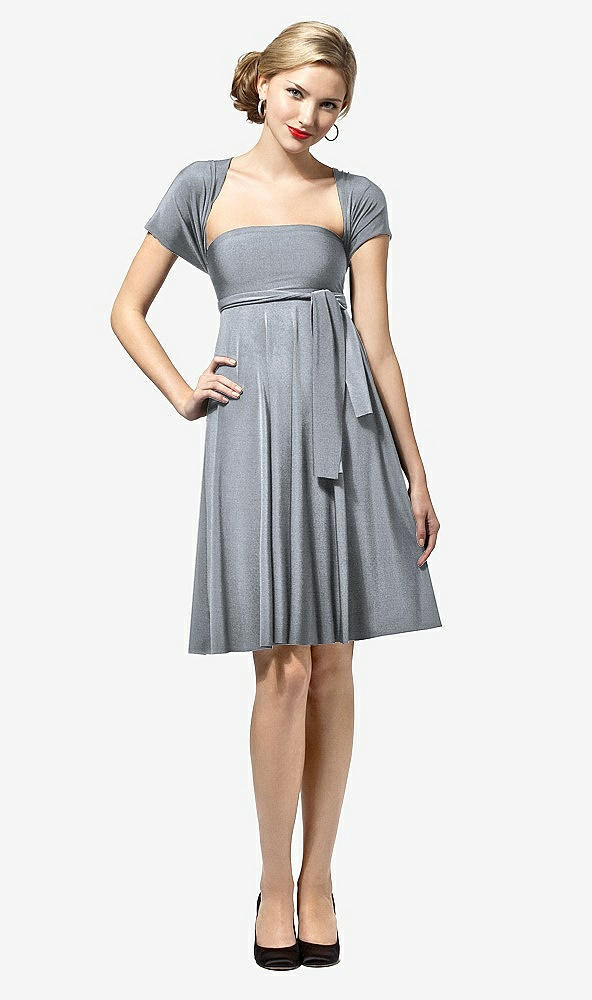 Front View - Platinum Twist Wrap Convertible Mini Dress