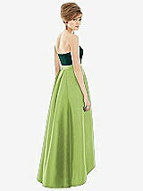 Alt View 2 Thumbnail - Mojito & Evergreen Strapless Satin High Low Dress with Pockets