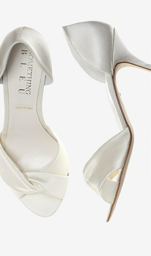 Front View - Ivory Pluto Satin Wrap Peep Toe Bridal Pump