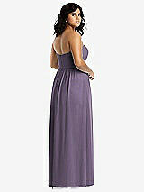 Rear View Thumbnail - Lavender Strapless Draped Bodice Maxi Dress with Front Slits