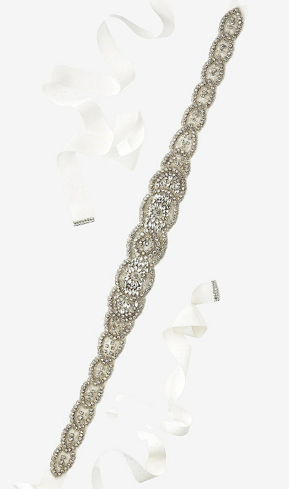 Front View - Ivory Tiffany- Scallop Edge Beaded Bridal Sash
