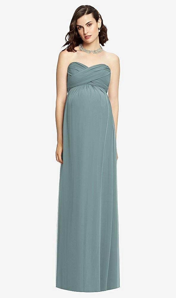 Front View - Icelandic Draped Bodice Strapless Maternity Dress