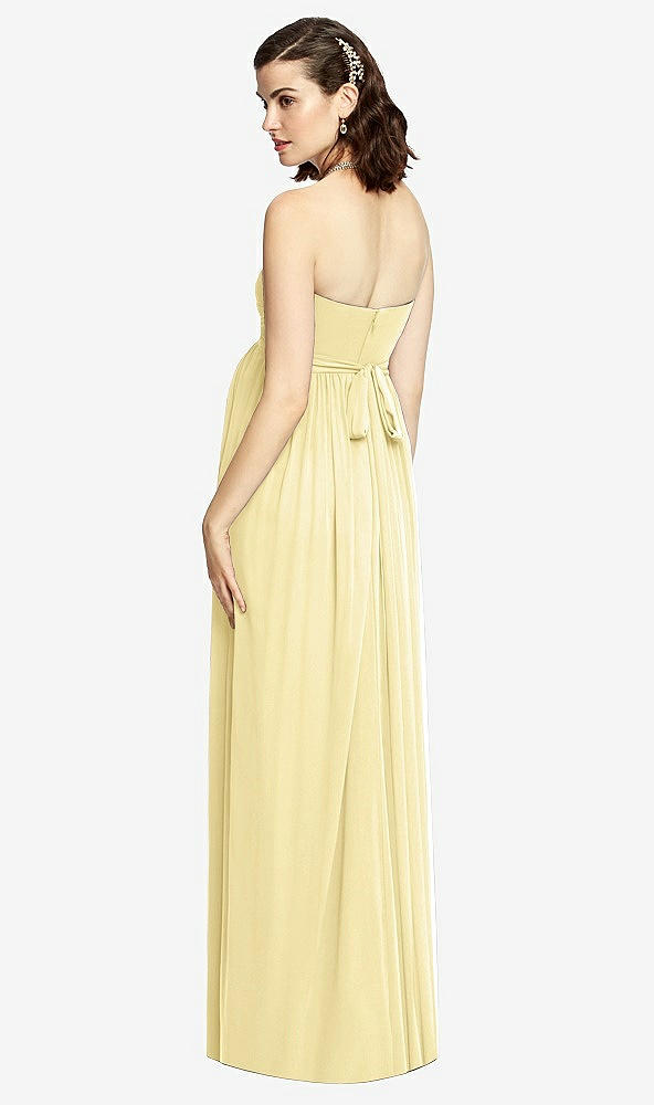 Back View - Pale Yellow Draped Bodice Strapless Maternity Dress