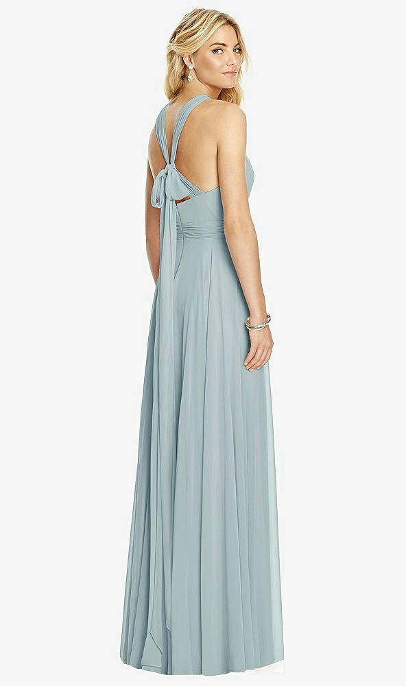 Back View - Morning Sky Cross Strap Open-Back Halter Maxi Dress