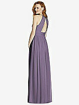 Rear View Thumbnail - Lavender Cutout Open-Back Shirred Halter Maxi Dress