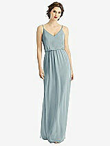 Front View Thumbnail - Morning Sky V-Neck Blouson Bodice Chiffon Maxi Dress