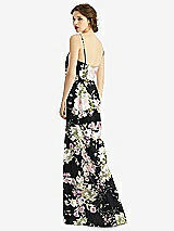 Rear View Thumbnail - Noir Garden V-Neck Blouson Bodice Chiffon Maxi Dress