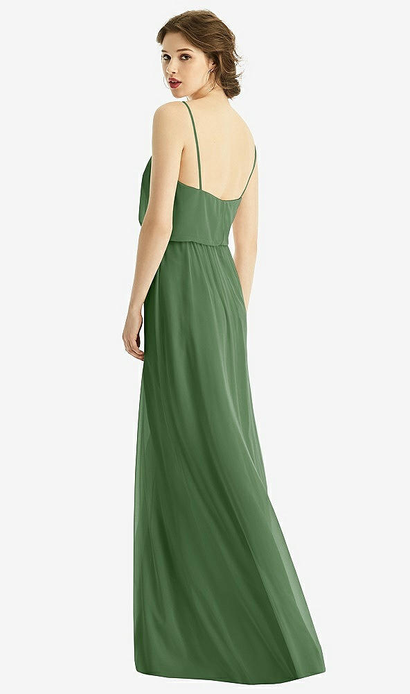 Back View - Vineyard Green V-Neck Blouson Bodice Chiffon Maxi Dress