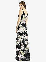 Rear View Thumbnail - Noir Garden Draped Wrap Chiffon Maxi Dress with Sash