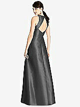 Rear View Thumbnail - Pewter Sleeveless Open-Back Satin A-Line Dress