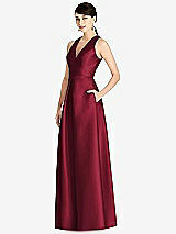 Front View Thumbnail - Burgundy Sleeveless Open-Back Pleated Skirt Dress with Pockets
